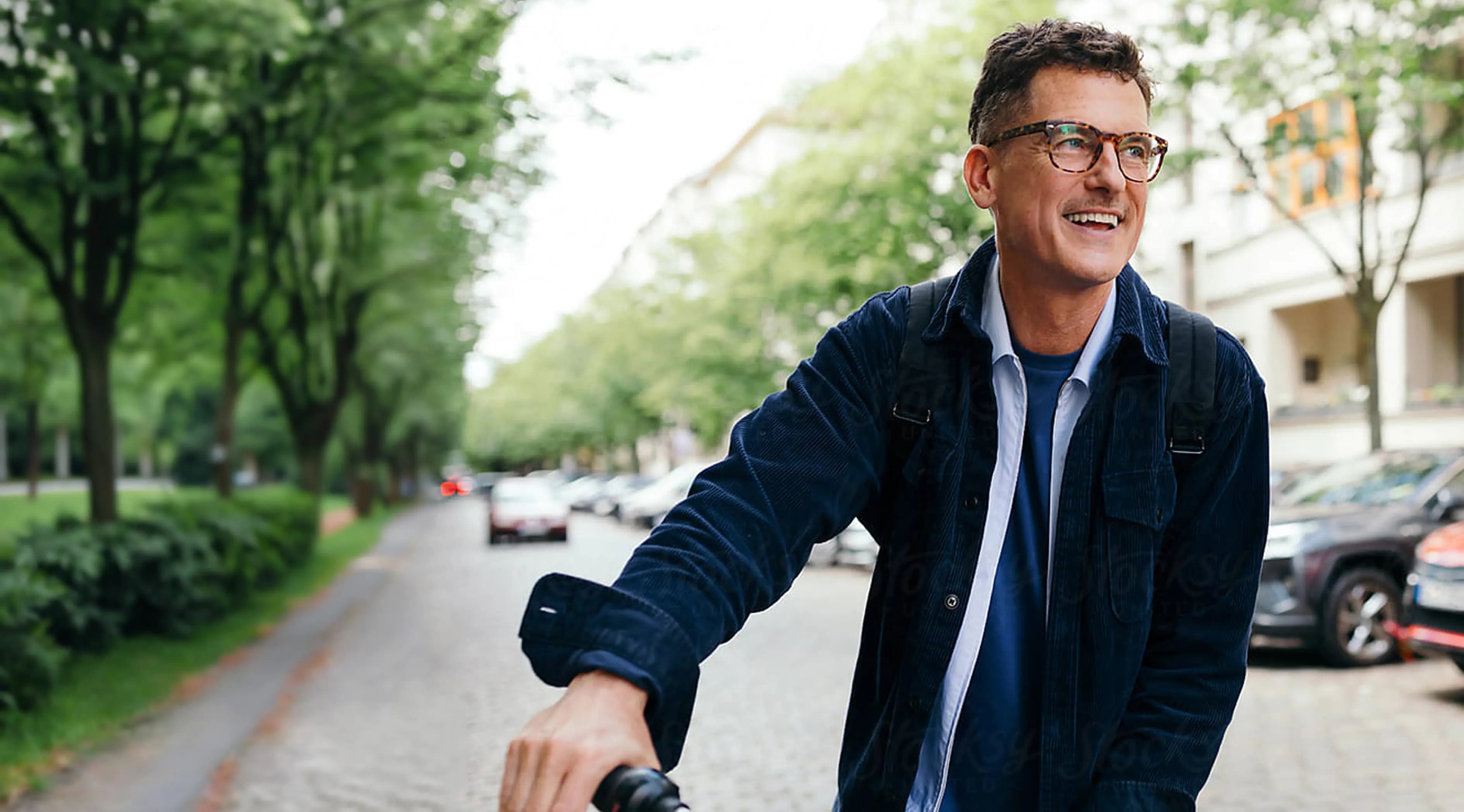 Man biking outdoors